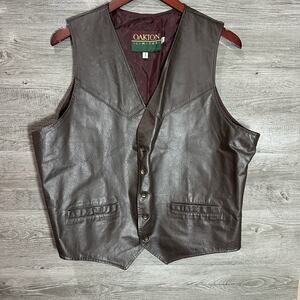 VTG Oakton Limited Mens Leather Vest Size 44 Brown Leather